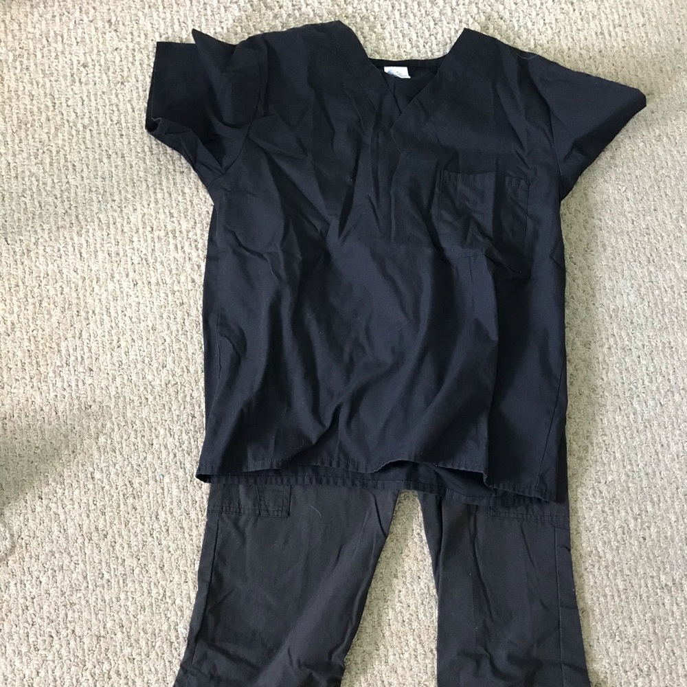 A Black Pair Of Scrubs (Top And Bottom)